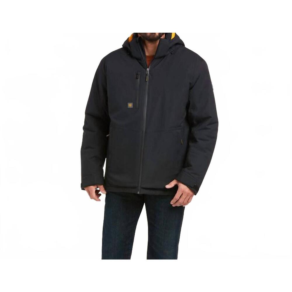 Ariat Men's Black Performance Hooded Jacket with Orange Lining